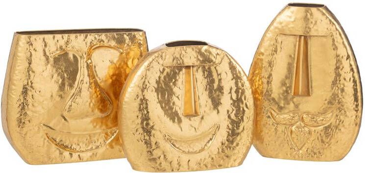 J-Line vaas Gezichten metaal goud 3 stuks 30 cm hoog