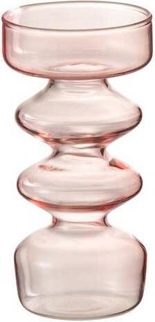 J-Line vaas Luna glas roze small 14 cm hoog