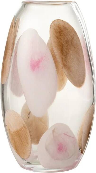 J-Line vaas Momo glas roze|bruin large 34.5 cm hoog
