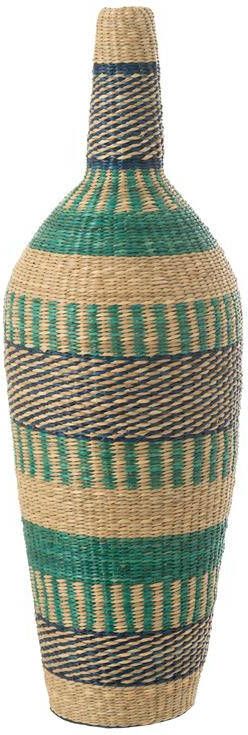 J-Line vaas Ninon Strepen zeegras naturel|azuur|donkerblauw 90 cm hoog