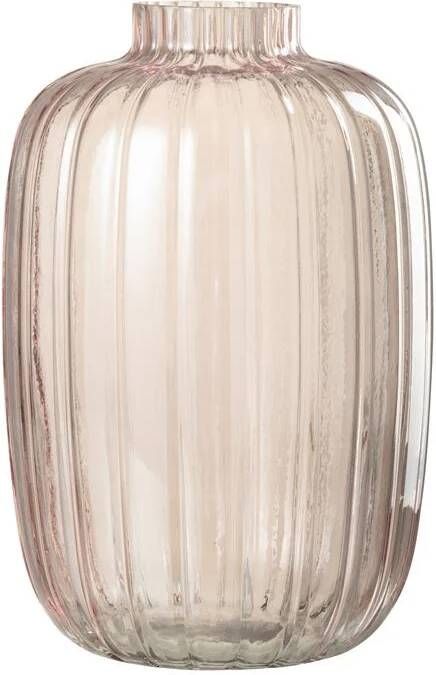 J-Line vaas Strepen glas roze large 30 cm hoog