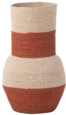 J-Line vaas Strepen zeegras naturel|terracotta 52 cm hoog