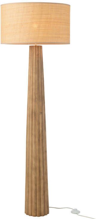 J-Line Vloerlamp Paraplu Ailanthus Hout Naturel 48x48x157cm