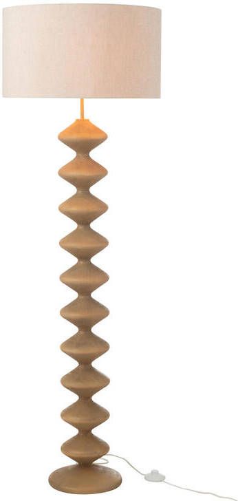 J-Line Vloerlamp Rups Populierenhout Naturel|grijs 48x48x156cm