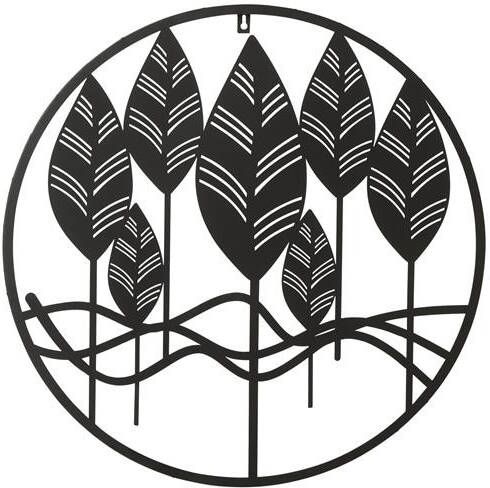 J-Line wanddecoratie Bladeren metaal zwart