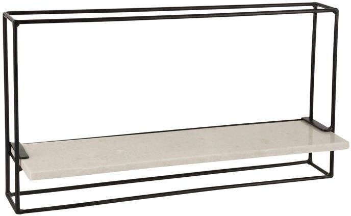 J-Line wanddecoratie 1 Plank ijzer|marmer zwart|wit large