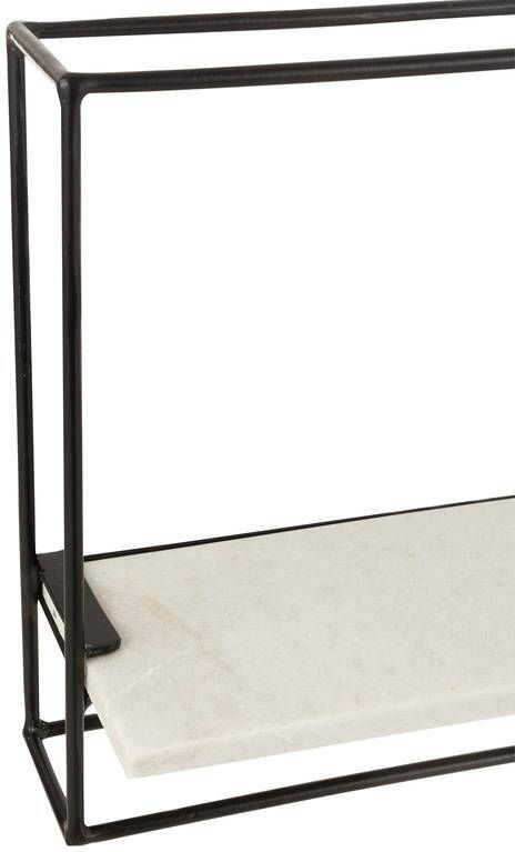 J-Line wanddecoratie 1 Plank ijzer|marmer zwart|wit small