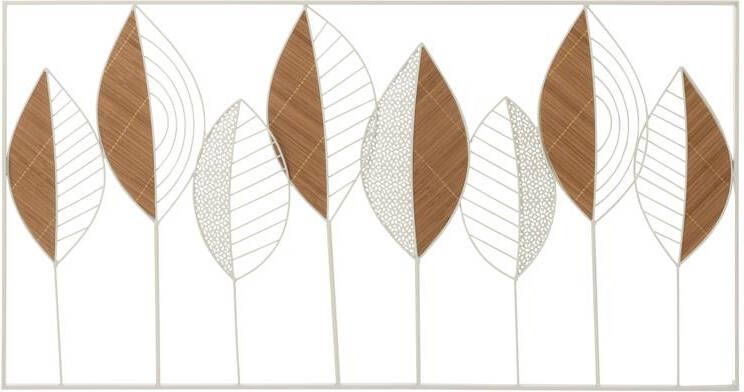 J-Line wanddecoratie Bladeren metaal|bamboe mix large