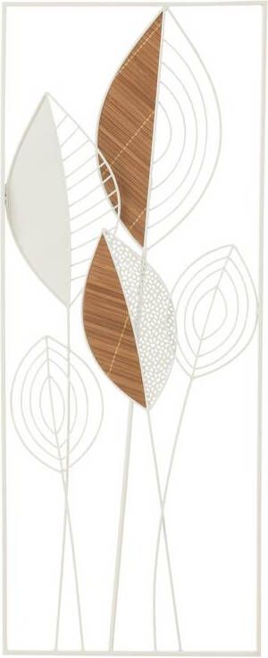 J-Line wanddecoratie Bladeren metaal|bamboe mix small