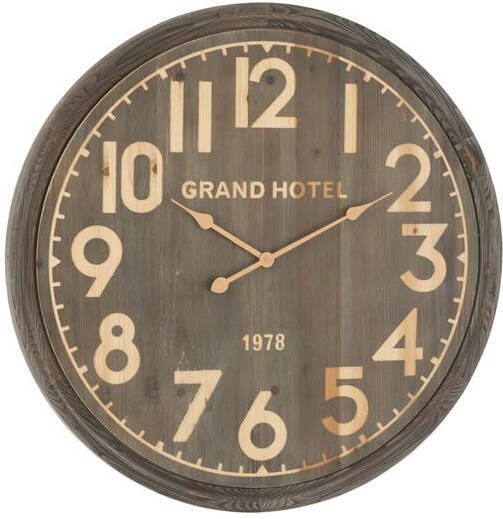 J-Line Wandklok Grand Hotel Mdf Naturel Donker Large