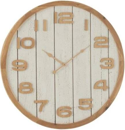 J-Line Wandklok Hout|Mdf Wit|Naturel Large