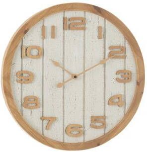 J-Line Wandklok Hout|Mdf Wit|Naturel Small