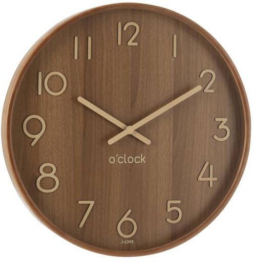 J-Line Wandklok Multiplex|Mdf Naturel Donker Large