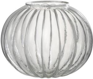 J-Line Windlicht Bol Streep Glas Transparant|Zilver Large