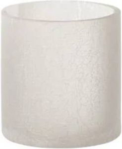 J-Line Windlicht Cilinder Craquele Glas Frosted Wit Small Set van 2