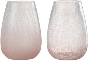 J-Line Windlicht Eivorm Craquele Glas Roze Large Assortiment Van Twee