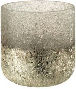 J-Line Windlicht Gebroken Glas Zilver Small