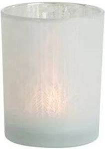 J-Line Windlicht Veer Glas Wit Medium Set van 2