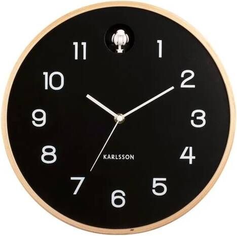 Karlsson Wall clock Natural Cuckoo birch wood black