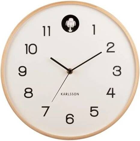 Karlsson Wall clock Natural Cuckoo birch wood white