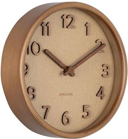 Karlsson Wall clock Pure wood grain small sand brown
