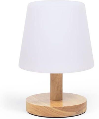 Kave Home Ambar tafellamp in polythyleen en hout