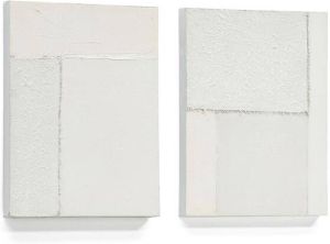 Kave Home Set Pineda van 2 witte abstracte doeken 30 x 40 cm