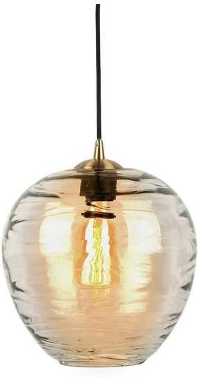 Leitmotiv Pendant lamp Glamour Globe glass amber brown