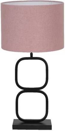 Light & Living Tafellamp Lutika|Livigno Zwart|Roze Ø30x67cm