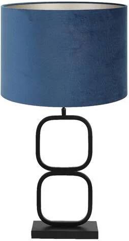 Light & Living Tafellamp Lutika|Velours Zwart|Blauw Ø30x67cm
