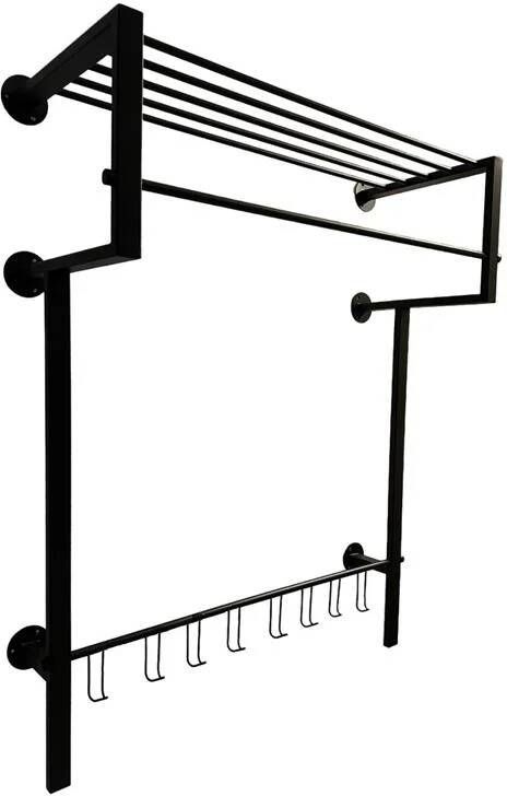 LT-Luce Kapstok Joy Royal XXL Mat Zwart 8 Haken 95 x 75cm