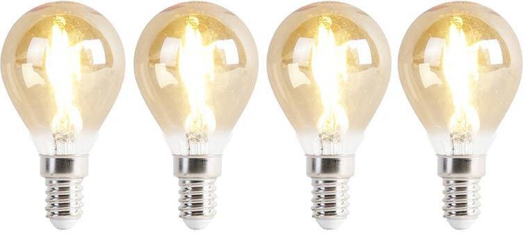 LUEDD Set van 4 E14 LED lampen P45 goud 2W 180 lm 2100K