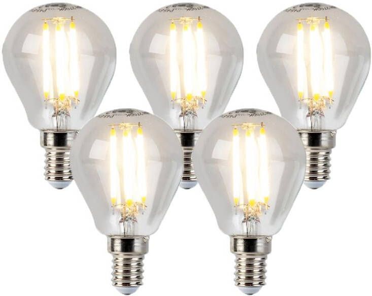 LUEDD Set van 5 E14 dimbare LED kogellampen P45 5W 470 lm 2700K