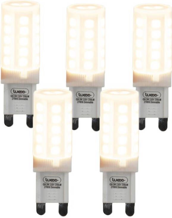 LUEDD Set van 5 G9 dimbare LED lampen 3W 280 lm 2700K