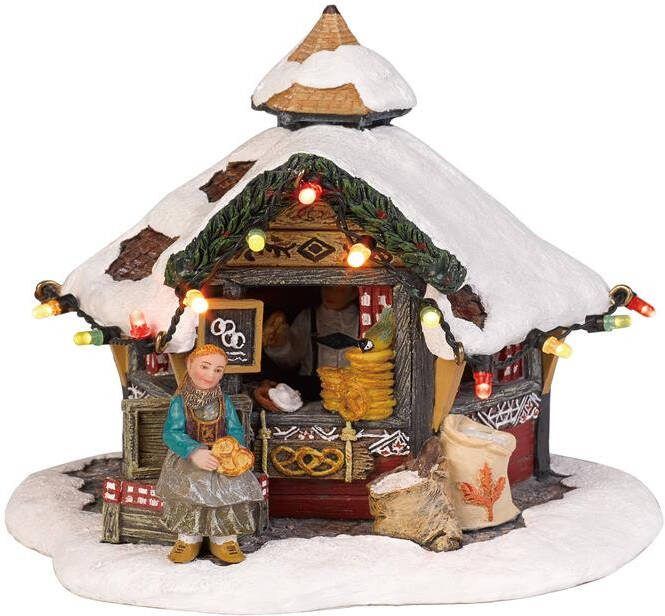 Luville Kerstdorp Miniatuur Marktkraam Krakelingen L13 x B13 x H12cm