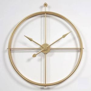 LW Collection Wandklok Alberto goud 52cm Wandklok modern Stil uurwerk Industriële wandklok