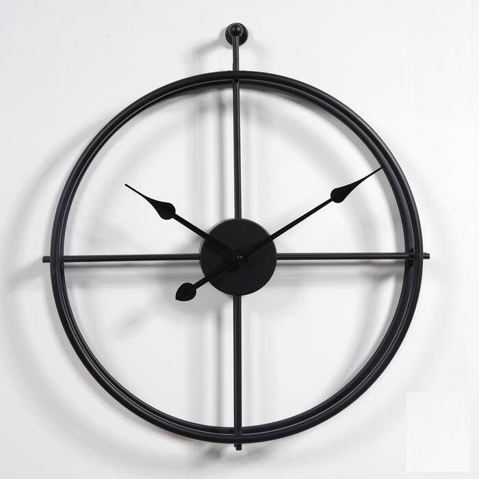 LW Collection Wandklok Alberto zwart 52cm Wandklok modern Stil uurwerk Industriële wandklok