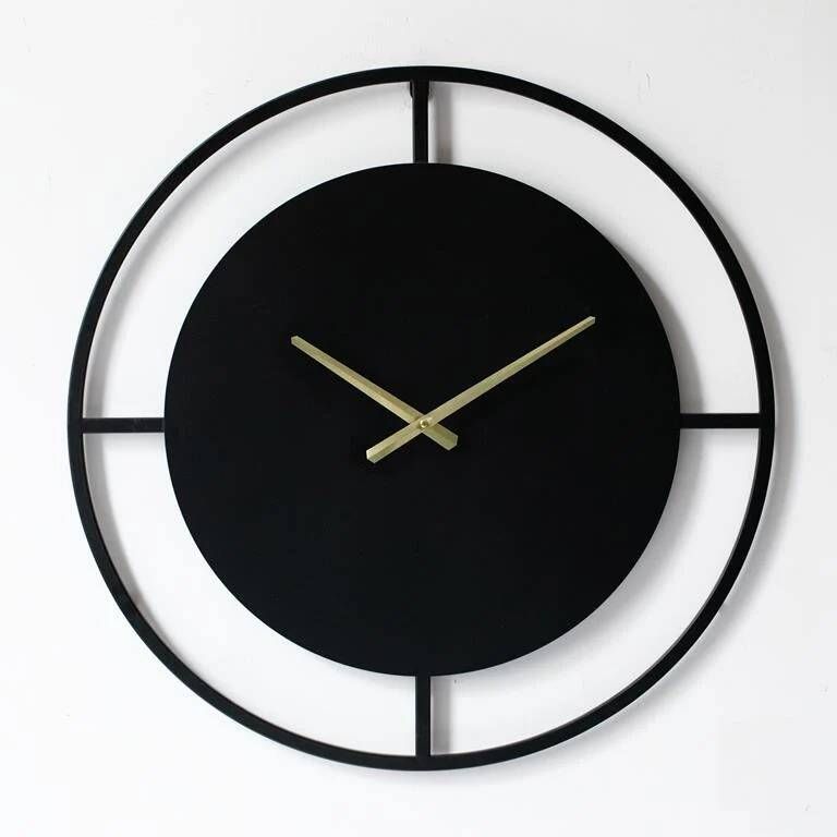 LW Collection Wandklok Danial zwart goud 60cm Wandklok modern Stil uurwerk Industriële wandklok