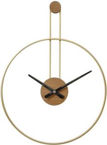 LW Collection Wandklok Fargo goud 55cm Wandklok modern Stil uurwerk Industriële wandklok