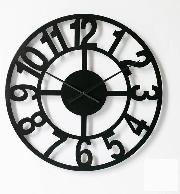 LW Collection Wandklok XL Jannah zwart 80cm Wandklok modern Industriële wandklok stil uurwerk