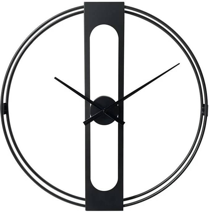 LW Collection Wandklok Jayden zwart 60cm Wandklok modern Stil uurwerk Industriële wandklok