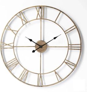 LW Collection Wandklok XL Olivier Goud 80cm Wandklok romeinse cijfers Industriële wandklok stil uurwerk