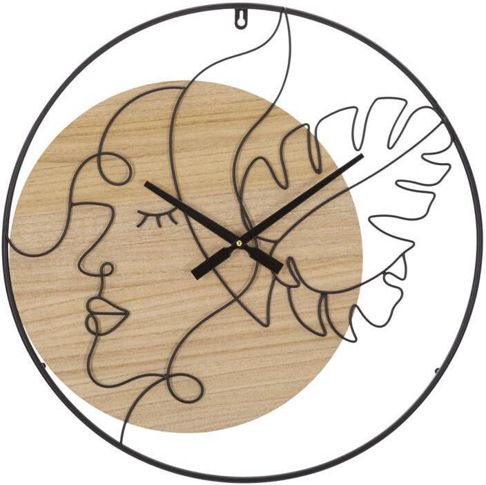 Mauro Ferretti Elegant Ronde wandklok in metaal en hout bruin