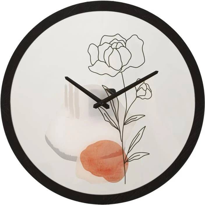 Mauro Ferretti Flower Ronde wandklok bloem in hout en glas