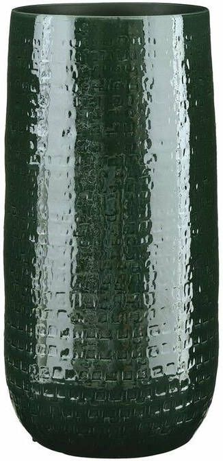 Mica Decorations Bloemenvaas keramiek donkergroen met relief patroon D25 H50 cm Vazen