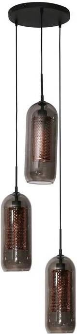 MOOS Dolf Hanglamp 3-lichts Gerookt Glas