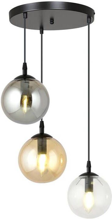 NADUVI Collection Glazen hanglamp eetkamer Cosmo rond 3-lichts