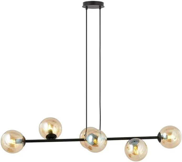NADUVI Collection Zwarte hanglamp eettafel Valentino 6-lichts