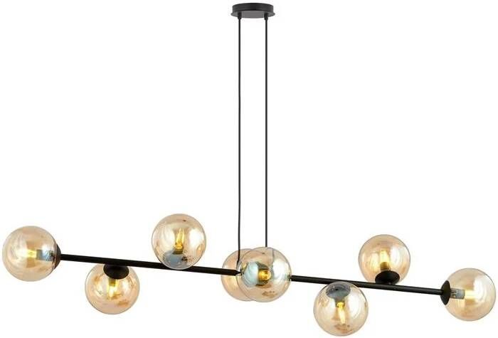 NADUVI Collection Zwarte hanglamp eettafel Valentino 8-lichts