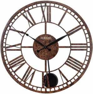 NeXtime Grote industrial Slingerklok 50cm Roestbruin